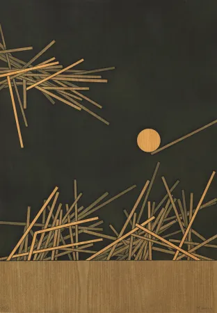 Incisione Bury - Deux groupes de barres vers la droite et un disque