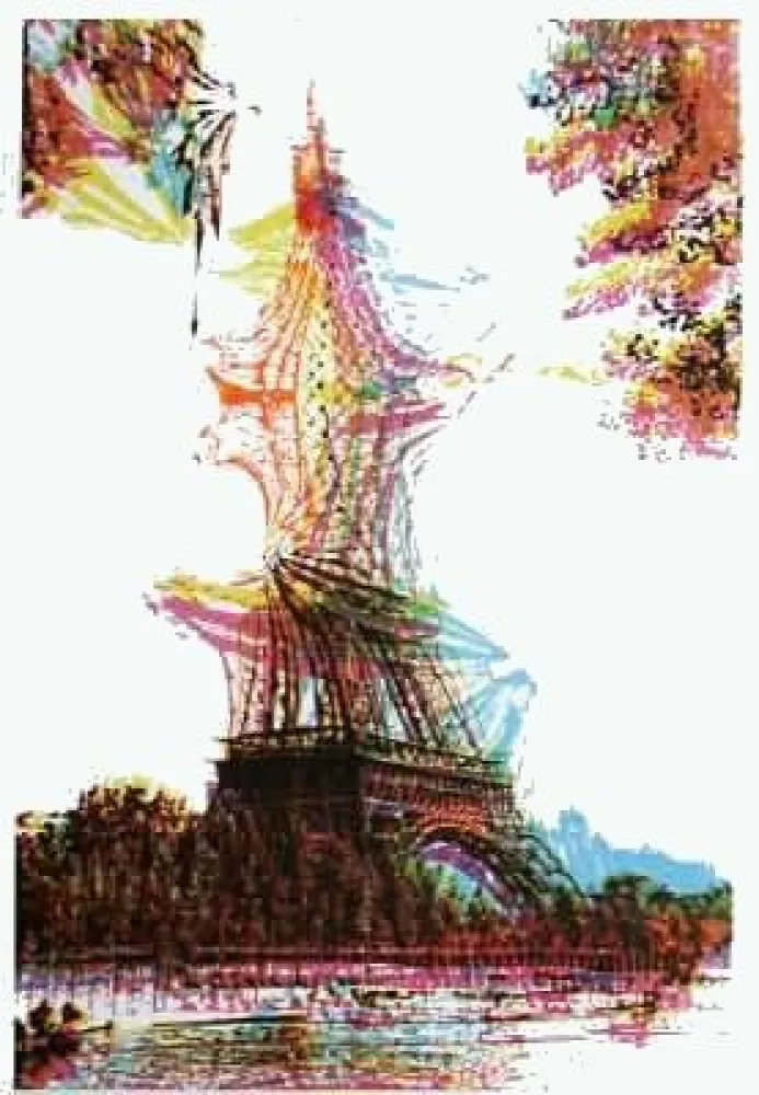 Litografia Bury - Quatre tours Eiffel superposées