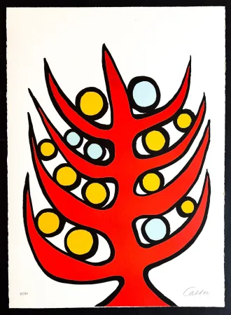 Litografia Calder - Alexander Calder ( 1898 – 1976 ) – L’albero del bene e del male – color lithograph on paper – 1975