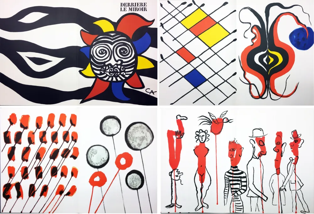 Libro Illustrato Calder - CALDER OISELEUR DU FER. Derrière Le Miroir n° 156 avec 9 lithographies (1966)