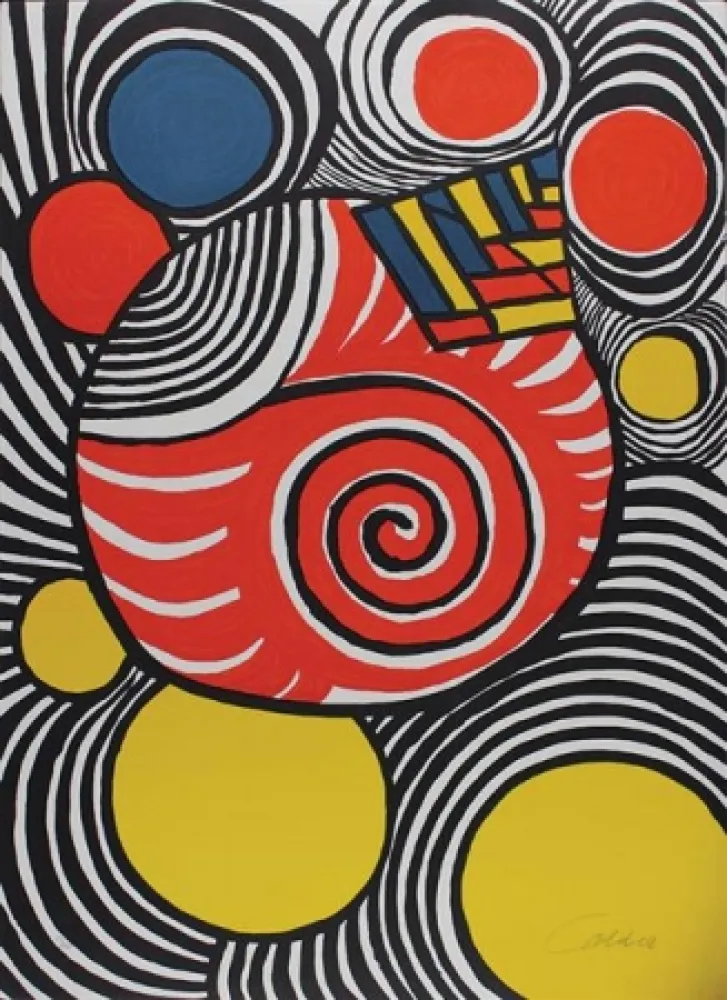 Litografia Calder - Spiral and Pyramid