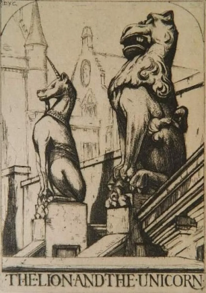 Incisione Cameron - The Lion and the Unicorn