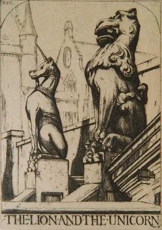 Incisione Cameron - The Lion and the Unicorn