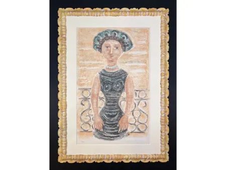 Litografia Campigli - Donna al balcone