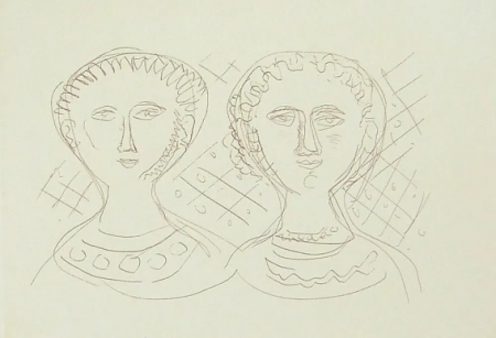 Incisione Campigli - Due visi