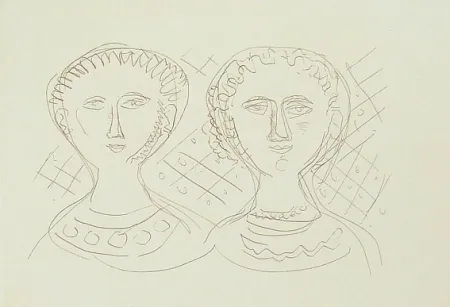 Incisione Campigli - Due visi