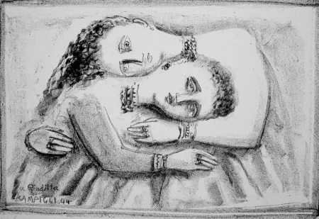 Litografia Campigli - Il distacco