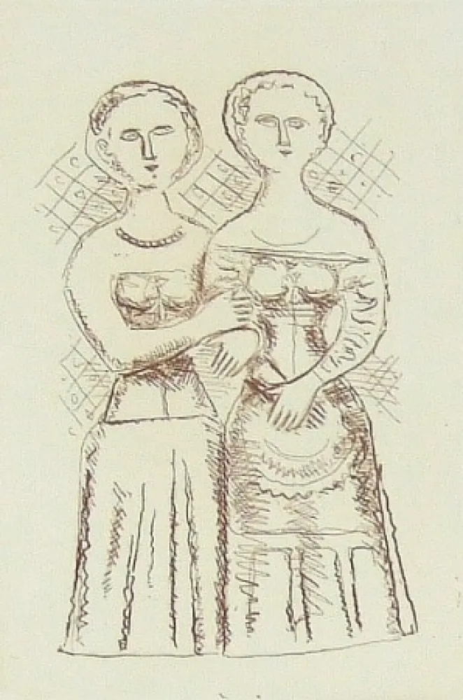 Incisione Campigli - Le due donne