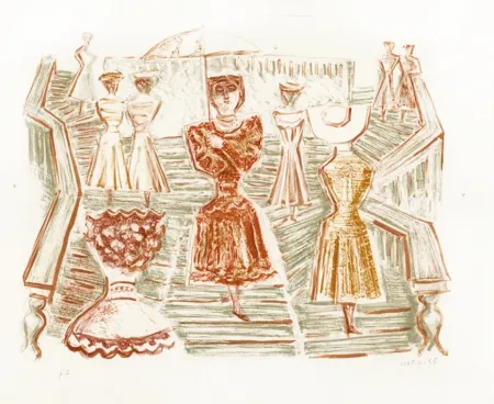 Litografia Campigli - Scalinata