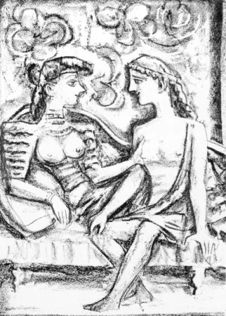 Litografia Campigli - Seduzione