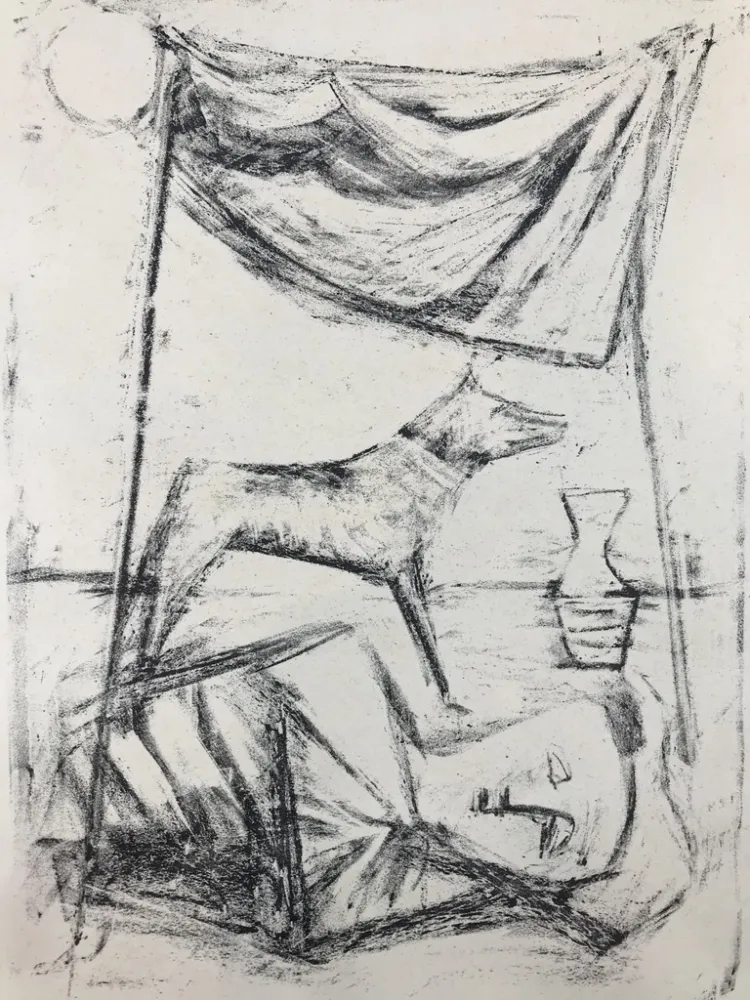 Litografia Campigli - SOTTO LA TENDA