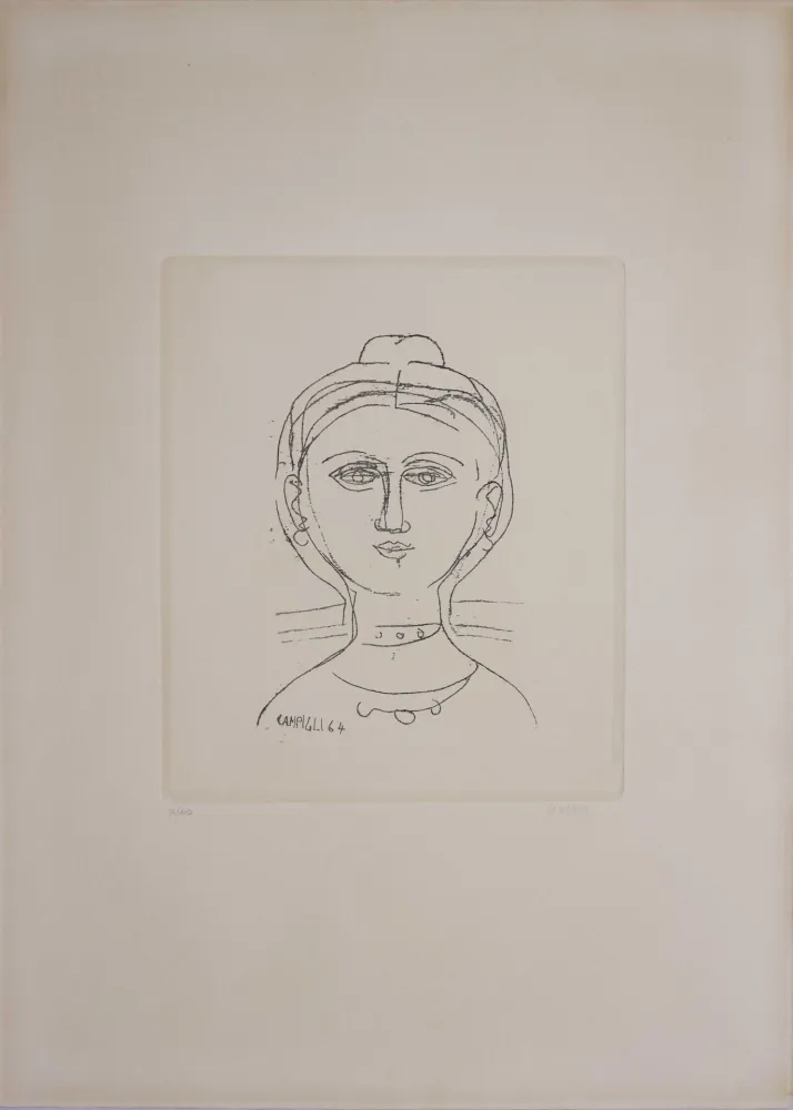 Incisione Campigli - Volto femminile