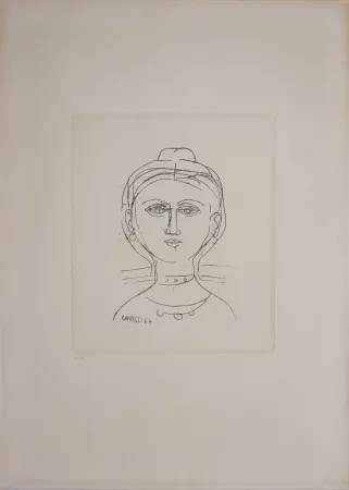 Incisione Campigli - Volto femminile