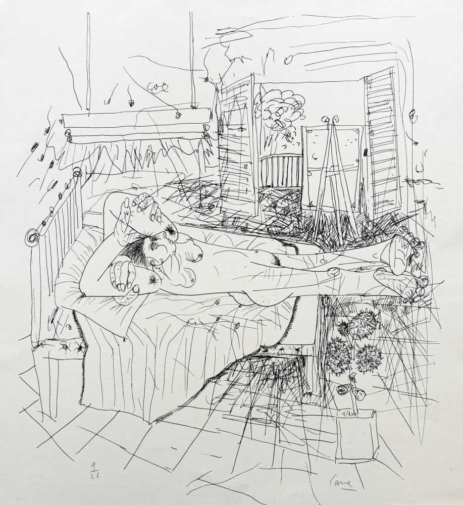 Litografia Cane - Nu à l'atelier III