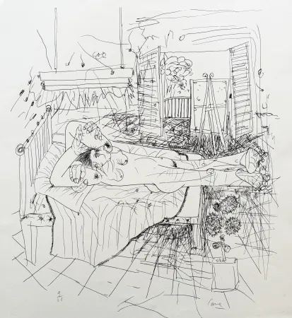 Litografia Cane - Nu à l'atelier III