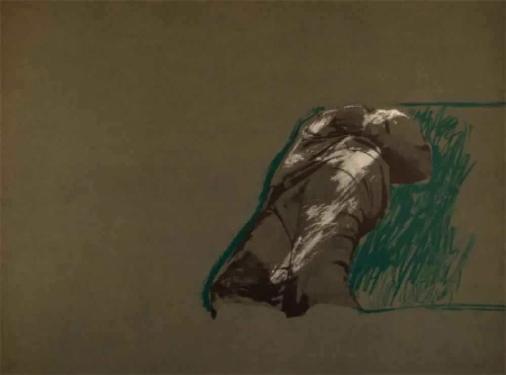 Litografia Canogar - Figura sobre la Hierba