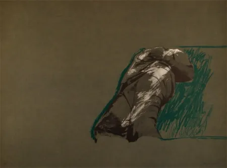 Litografia Canogar - Figura sobre la Hierba