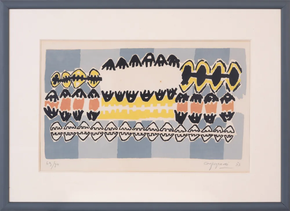 Litografia Capogrossi - Giuseppe Capogrossi (1900-1972) - Coloured lithograph on paper - 1953