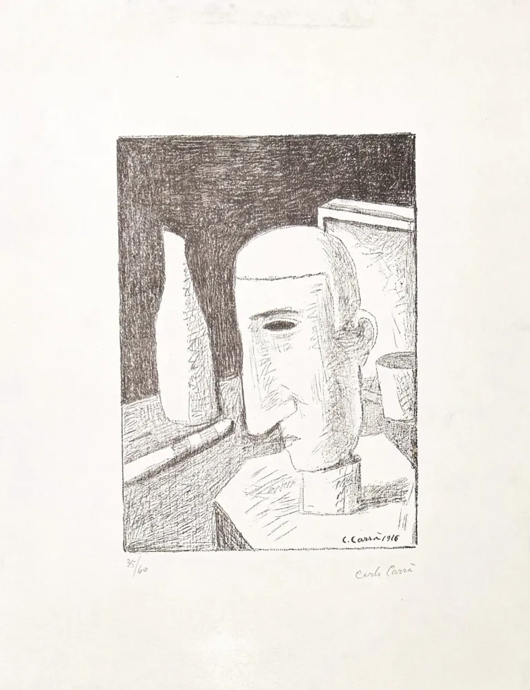 Litografia Carra - Carlo Carrà (1881–1966) – Gentiluomo ubriaco – Zinc lithograph – 1949