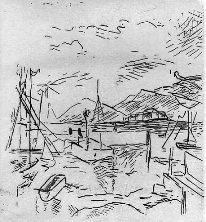 Incisione Carra - Piccolo molo I, 1924