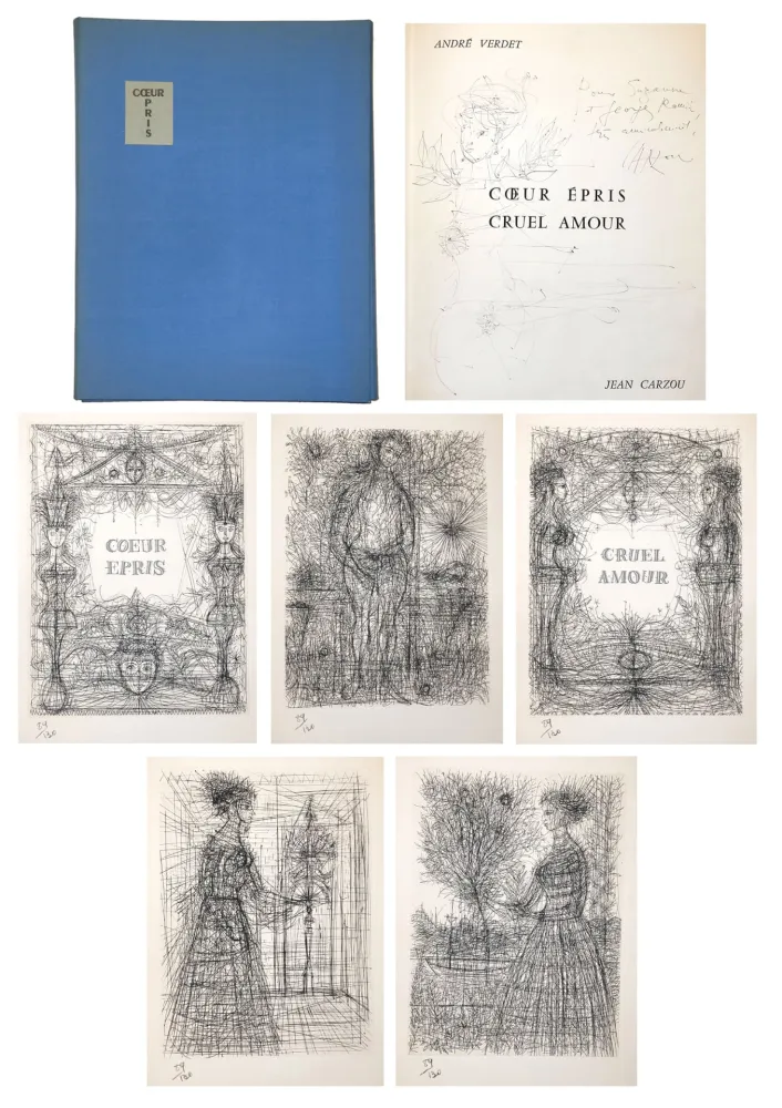 Libro Illustrato Carzou - André VERDET Coeur épris, cruel amour. Pointes sèches originales de Jean Carzou