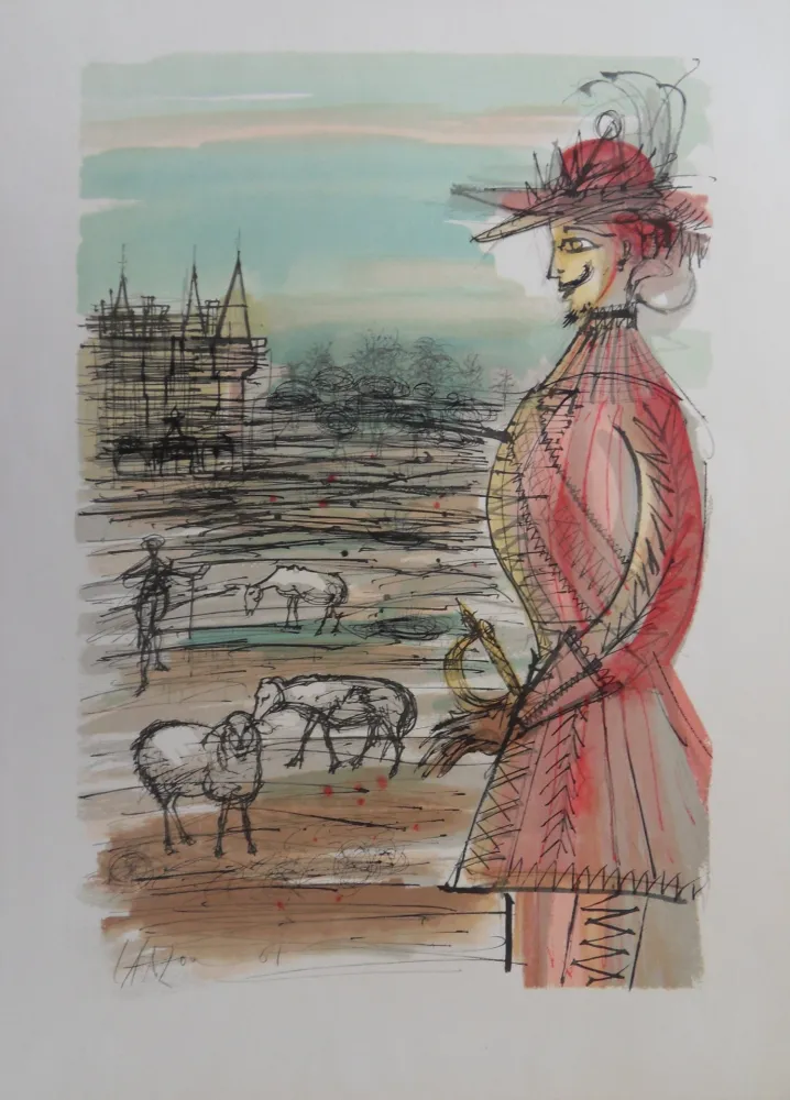 Incisione Carzou - Le berger et ses mouton