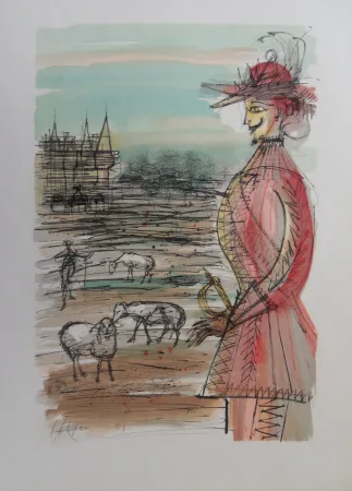 Incisione Carzou - Le berger et ses mouton