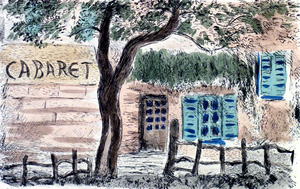 Litografia Cascella - Cabaret Lapin Agil a Montmartre