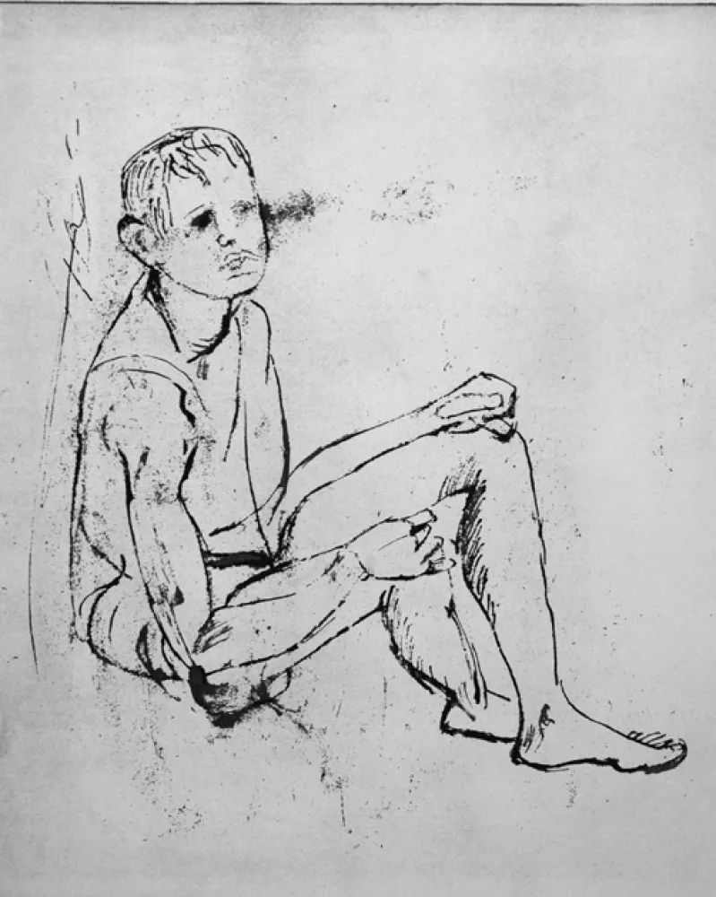 Acquaforte Cassinari - Ragazzo seduto