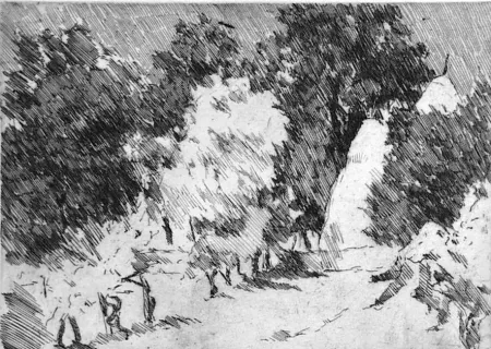 Acquaforte Castellani - Piccolo paesaggio a Reforzate