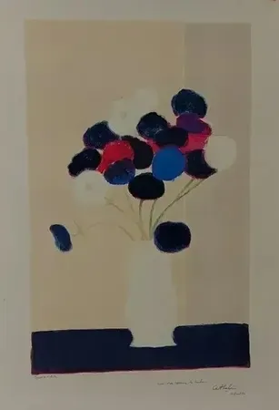 Litografia Cathelin - Anémones à la table noire  (1989  ) 