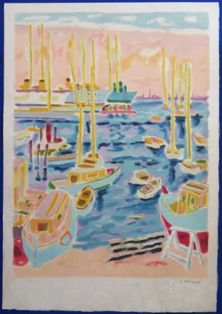 Litografia Cavailles - Le port de Cannes