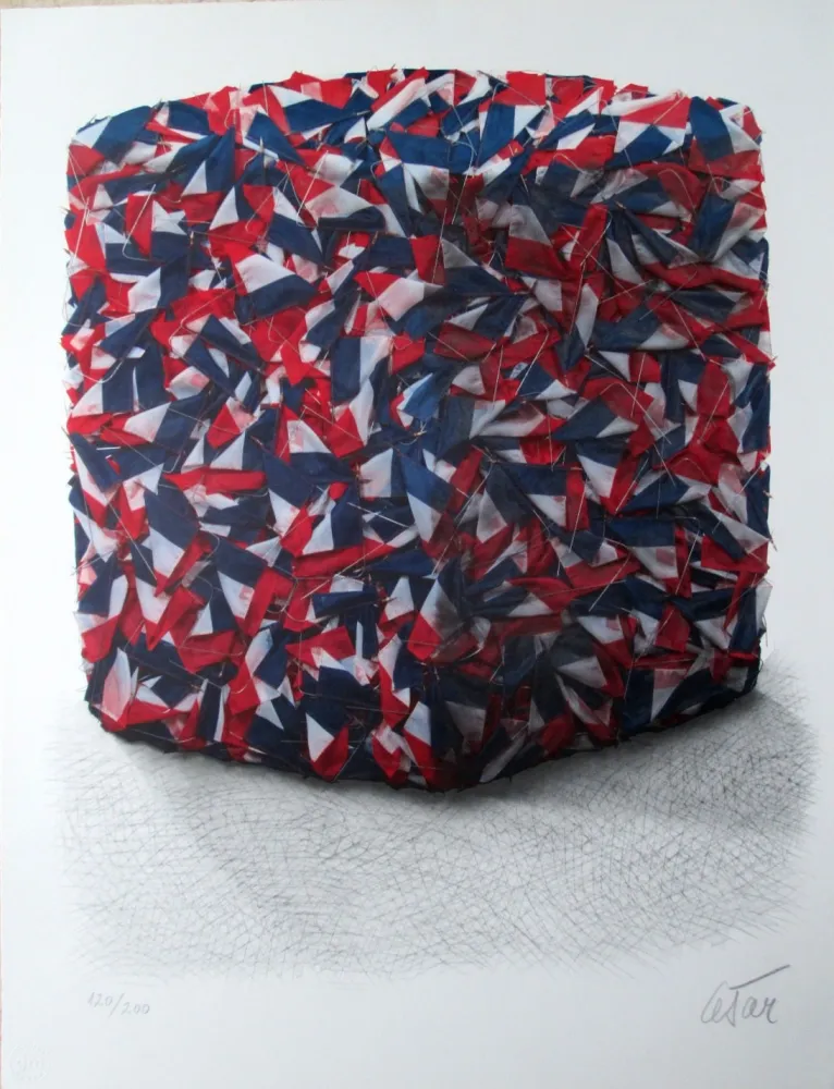 Serigrafia Cesar - Compression des drapeaux francais
