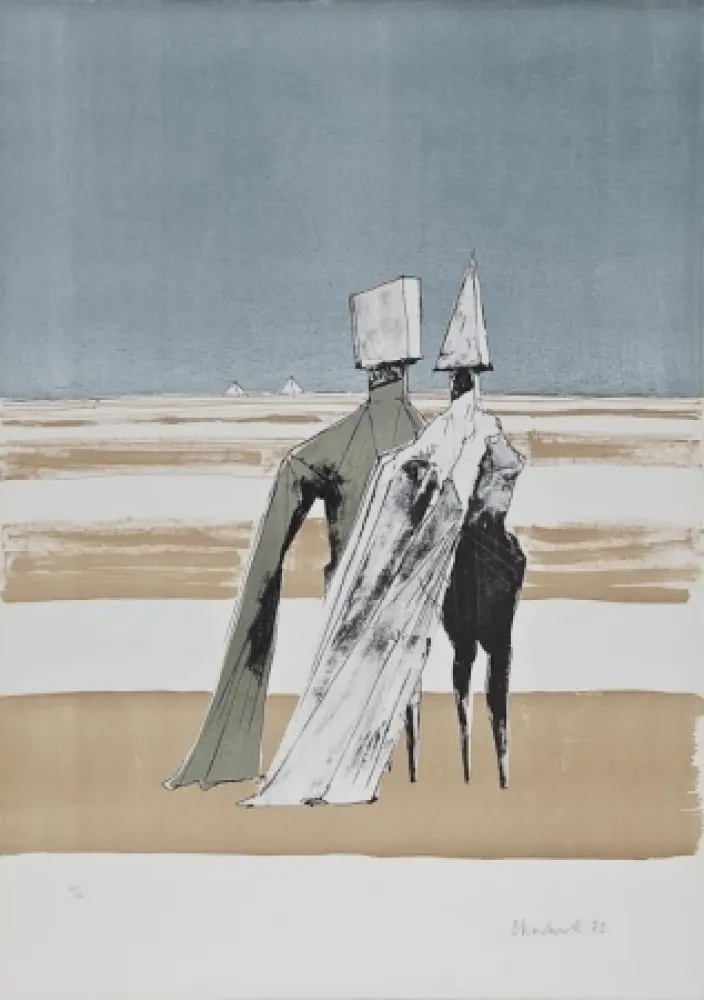 Litografia Chadwick - Two figures in a landscape