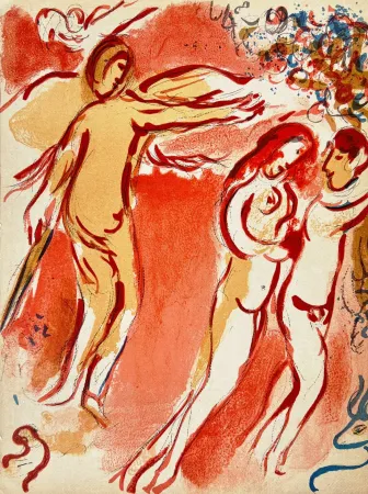 Litografia Chagall - Adam and Eve