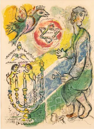 Litografia Chagall -  Bezeleel and His Two Golden Cherubim