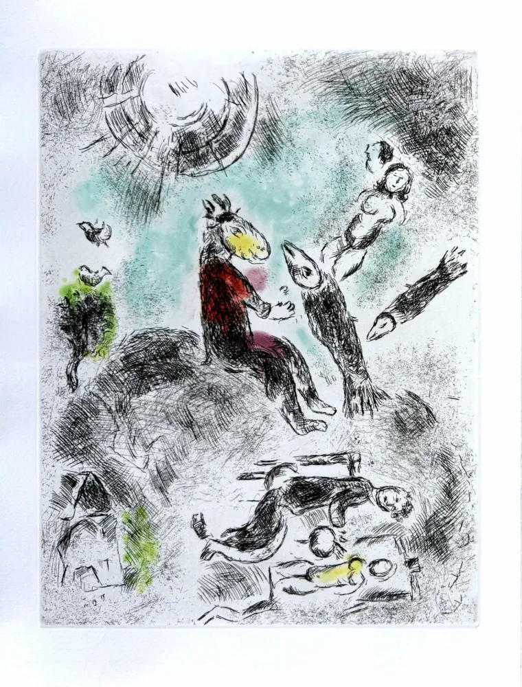 Acquaforte Chagall - Celui qui dit les choses sans rien dire, Planche IV