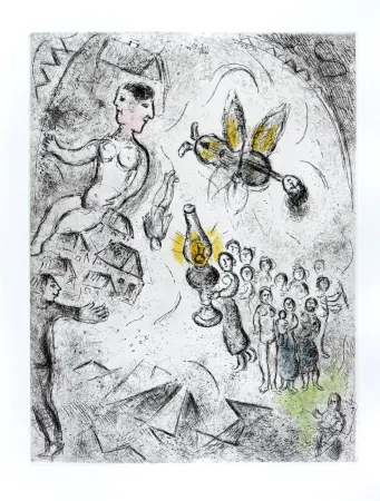 Acquaforte E Acquatinta Chagall - Celui qui dit les choses sans rien dire, Planche XVIII