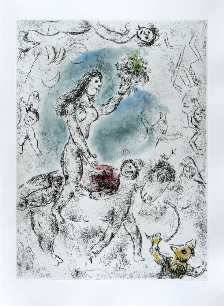 Acquaforte E Acquatinta Chagall - Celui qui dit les choses sans rien dire, Planche XXII