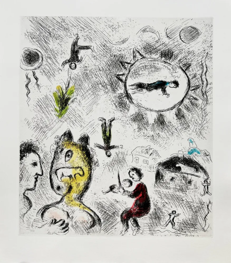 Acquaforte E Acquatinta Chagall - Celui qui dit les choses sans rien dire, Planche XXV