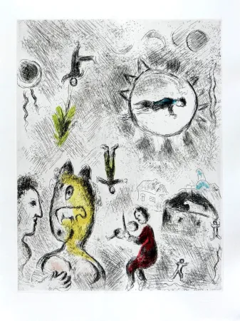 Acquaforte E Acquatinta Chagall - Celui qui dit les choses sans rien dire, Planche XXV
