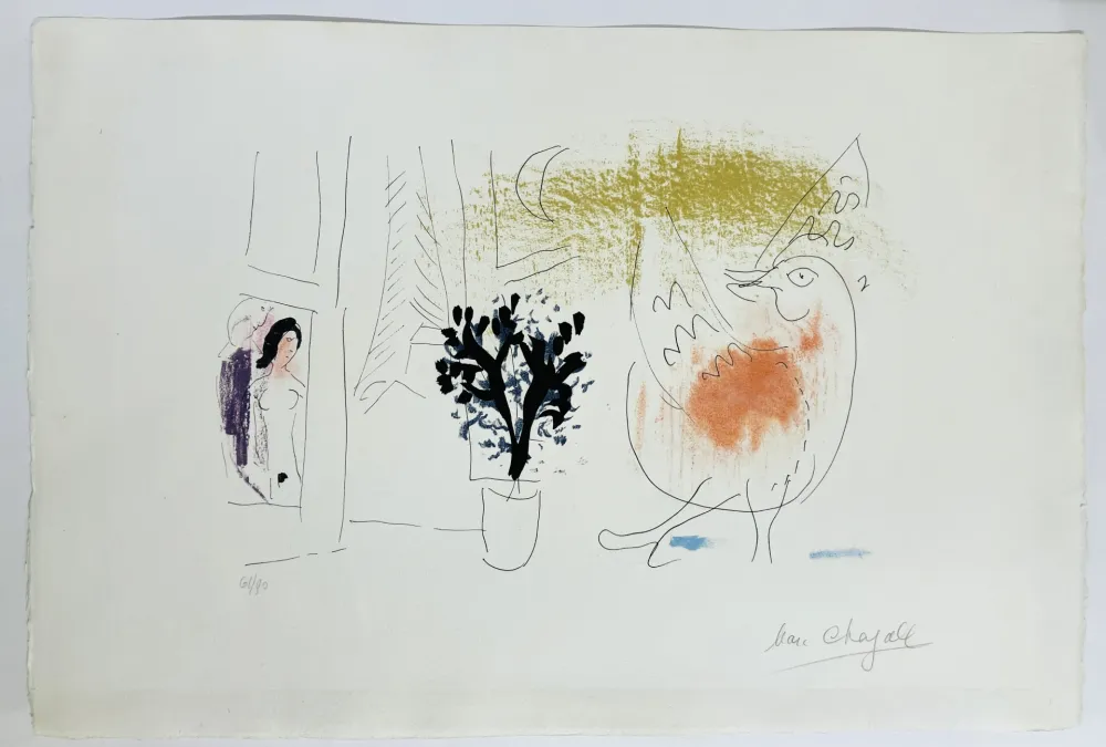 Litografia Chagall - Coq rouge. 1957