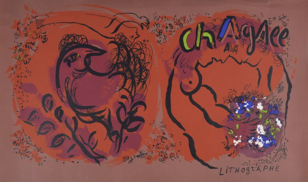 Litografia Chagall - Couple with Flowers, 1960