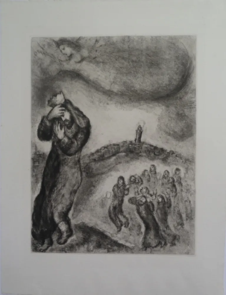 Incisione Chagall - David montant la colline des oliviers