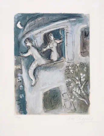 Litografia Chagall - David Sauvé par Michal, from La Bible