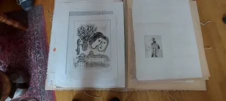 Litografia Chagall - Double visage gris (1974)