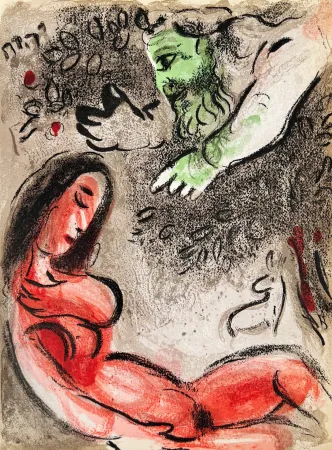 Litografia Chagall - Eve is Condemned by God