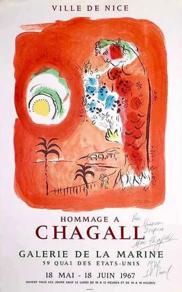 Litografia Chagall - Hand-Signed - The Red Siren / La Baie des Anges