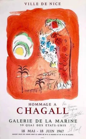 Litografia Chagall - Hand-Signed - The Red Siren / La Baie des Anges