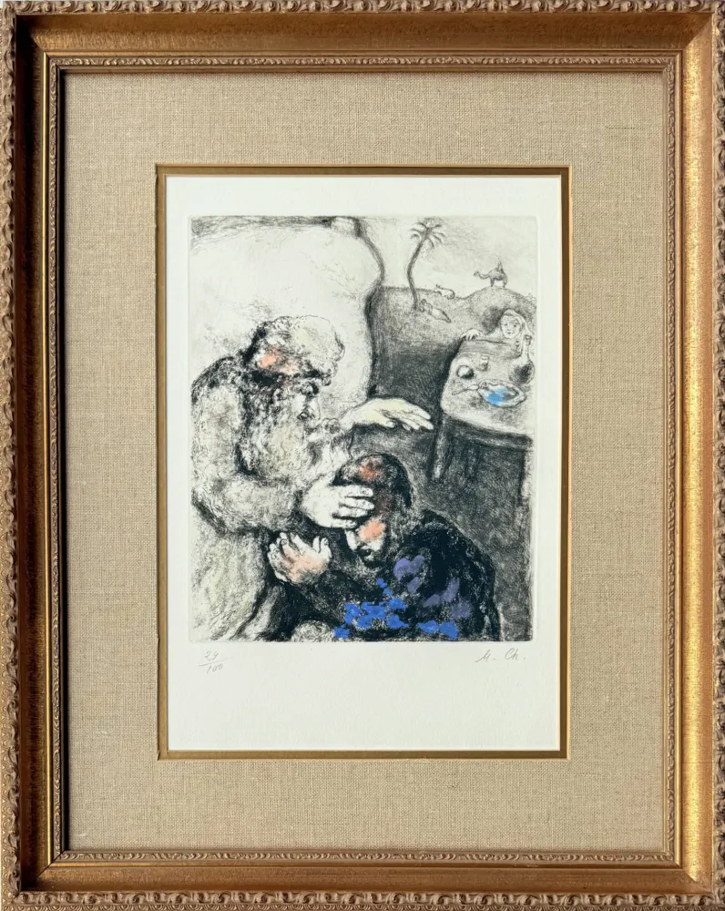 Acquaforte Chagall - Jacob Blessed By Isaac